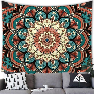 Bohemian mandala wall tapestry with geometric floral patterns for home decor