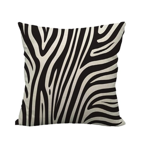 Square black and white zebra pattern linen pillowcase for home sofa decoration