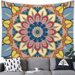 Colorful mandala wall tapestry with geometric floral patterns for home wall decor