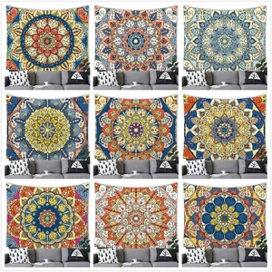 Mandala Tapestry Wall Hanging Bohemian Psychedelic Floral Geometric Pattern Polyester Art For Bedroom Living Room Decor