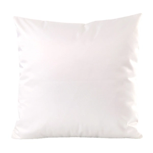 Minimalist white faux silk decorative pillow cover with a premium glossy satin finish