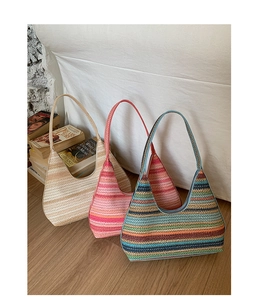 Detailed comparison of three bohemian woven hobo shoulder bags in varied color patterns