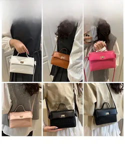 Detailed views of multi-color textured leather shoulder bags styled with modern outfits