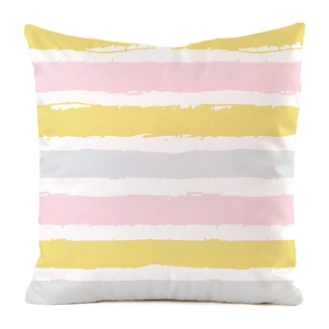 Close-up of hand-painted colorful stripes on high-quality faux silk cushion cover