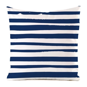 Detail showing the brushed texture of blue and white striped silk texture cushion cover