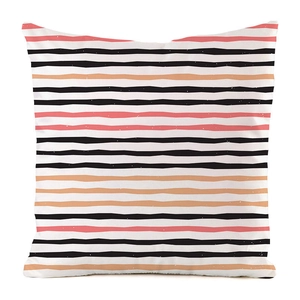 Macro shot of faux silk cushion cover showing striped texture and seamless stitching