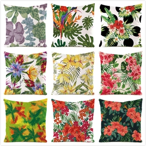 Tropisch Botanisch Floral Papagei Flamingo Satin Dekorativer Kissenbezug Weicher Kissenüberzug Für Sofa Wohnzimmer Heimdeko
