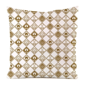Close-up of faux silk cushion cover showing Japanese Mount Fuji and wave patterns