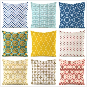 Modern Satin Geometric Pattern Cushion Cover Square Decorative Throw Pillow Case For Home Sofa Living Room Decor