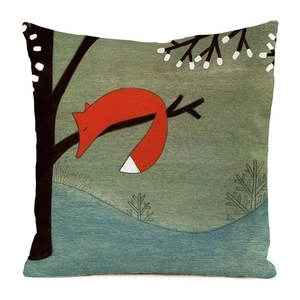 Detailed view of the fine texture on the fox print faux silk cushion cover