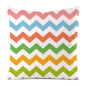 Detail shot of colorful wave pattern and fabric texture on a modern decorative pillowcase