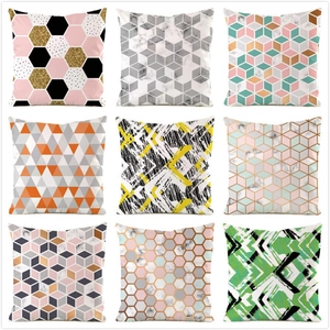Federa per Cuscino in Satin a Motivo Geometrico Moderno Copricuscino Quadrato Decorativo per Divano Soggiorno 45x45cm
