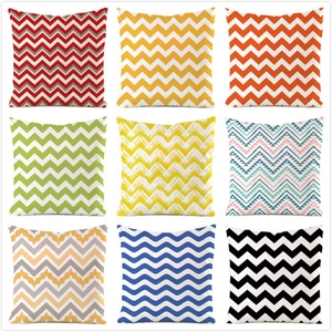 Decorative Pillow Cover Faux Satin Chevron Zigzag Wave Pattern Cushion Case Modern Home Decor For Sofa Bedroom