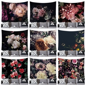Vintage Bloem Wandtapijt Retro Olieverf Bloemen Esthetische Wandkleed Polyester Decor Voor Woonkamer Slaapkamer