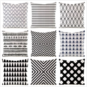 Moderner Minimalistischer Schwarz-Weiß Geometrischer Satin Kissenbezug Nordischer Gestreifter Kissenbezug Home Sofa Dekor Quadratischer Kissenbezug