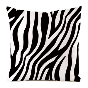 Detailed view of square zebra print pillow cover with high-quality faux silk texture