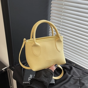 Women Crossbody Bag Handbag Litchi Grain PU Leather Bucket Shape Trendy Fashion Elegant Simple Versatile Pendant Decor