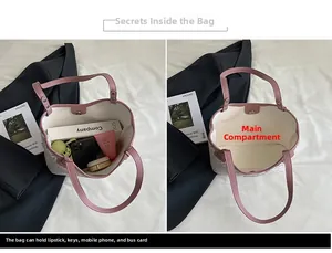 Detailed view of pink floral tote bag interior showing large capacity and soft lining