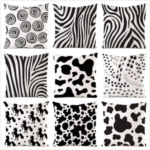 Modern Simple Satin Decorative Pillow Case Black White Zebra Cow Patterned Cushion Cover For Sofa Living Room Home Decor
