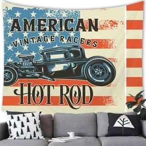 Macro shot of American vintage car tapestry fabric texture and neat edge stitching
