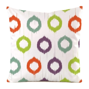 Detailed view of the circular tie-dye pattern on this bohemian silk texture cushion cover