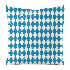 Détail de la housse de coussin carrée à carreaux bleus et blancs avec texture vintage