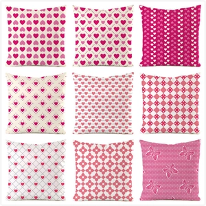 Taie d'Oreiller Décorative en Satin Motif Cœur Papillon Housse de Coussin pour Canapé Salon Chambre Sans Garnissage