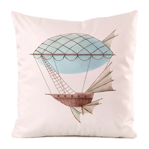 Detailed view of nautical steampunk airship printed on high-quality satin cushion cover