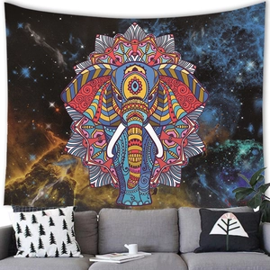 Mandala elephant tapestry with starry galaxy background for home wall decoration
