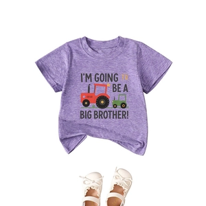Purple toddler t-shirt with tractor graphic and I'm Going To Be A Big Brother slogan