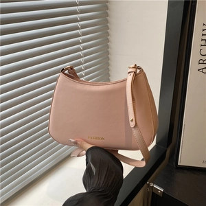 Women PU Leather Crossbody Bag Fashion Adjustable Strap Shoulder Bag Solid Color Letter Print Niche Design Satchel Bag