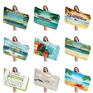 Summer Tropical Beach Towel Microfiber Quick Dry Large Absorbent Sand Free Bath Towel Palm Tree Surfboard Travel Pool Vacation Blanket