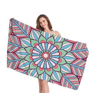 Ethnic mandala geometric patterned thick beach towel for seaside vacation in boho style