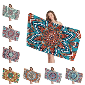 Mandala Print Beach Towel Microfiber Quick Dry Bohemian Rectangular Bath Towel Large Pool Blanket For Vacation Travel Yoga