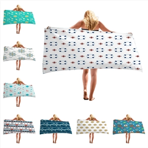 Microfiber Beach Towel Quick Dry Absorbent Nautical Anchor Rudder Print Rectangular Summer Holiday Swimming Bath Towel For Women