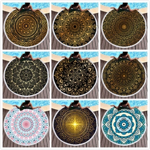 Bohemian Mandala Round Beach Towel With Tassels Microfiber Quick Dry Bath Towel For Swimming Yoga Picnic Mat Women Men