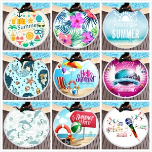 Round Microfiber Beach Towel With Tassels Summer Cartoon Tropical Mermaid Print Quick Dry Bath Towel For Pool Picnic Women