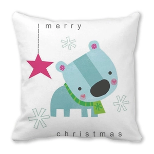 Cute cartoon blue bear Christmas pillowcase with peach skin velvet and star pattern