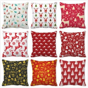 Christmas Series Peach Skin Velvet Decorative Pillowcase Printed Cushion Cover For Sofa Home Decor Merry Christmas New Year