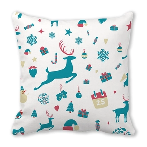 Detail of Christmas pillowcase with reindeer, snowflakes and candy cane prints