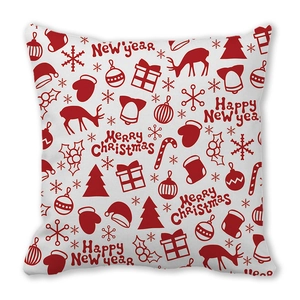Weihnachtlicher Kissenbezug mit Rentier und Schneeflocken in Rot und Weiß Design