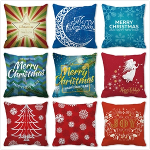Christmas New Year Star Moon Pattern Pillowcase Peach Skin Velvet Decorative Square Throw Pillow Cover For Home Living Room Bedroom Decor