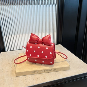 Sweet Polka Dot Mini Crossbody Bag For Girls Women PU Leather Large Bow Shoulder Bag Fashion Small Square Handbag Daily Party