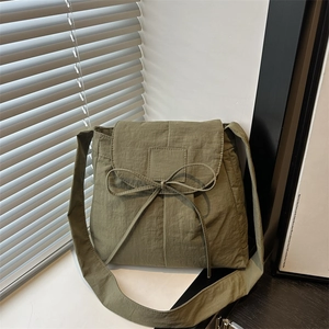 Borsa a Spalla da Donna in Nylon Leggero Semplice Giapponese Con Fiocco Grande Capacità Borsa a Tracolla Casual