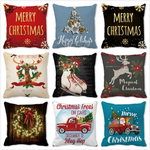 Housse De Coussin De Noël Décorative Velours Peau De Pêche Carré Décoration De Fête Nouvel An Doux Pour Canapé Maison