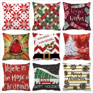 Christmas Throw Pillow Cover Brushed Peach Skin Red Nordic New Year Decorative Cushion Case For Sofa Living Room Xmas Decor