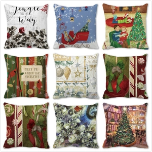 Weihnachten Kissenbezug Pfirsichhaut Polyester Digitaldruck Xmas Deko Kissenhülle Für Wohnzimmer Sofa Ohne Füllung