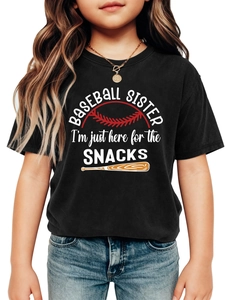 Detail of Baseball Sister t-shirt fabric and print with snack quote for girls