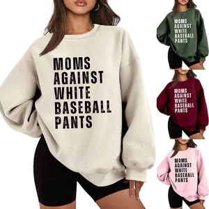 Detail of diverse colors and letter print on heavy warm crewneck sweatshirts