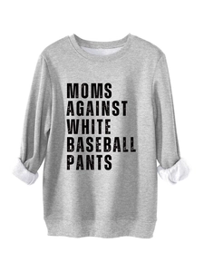 Detail of grey sweatshirt showing soft white fleece lining and bold black printed slogan